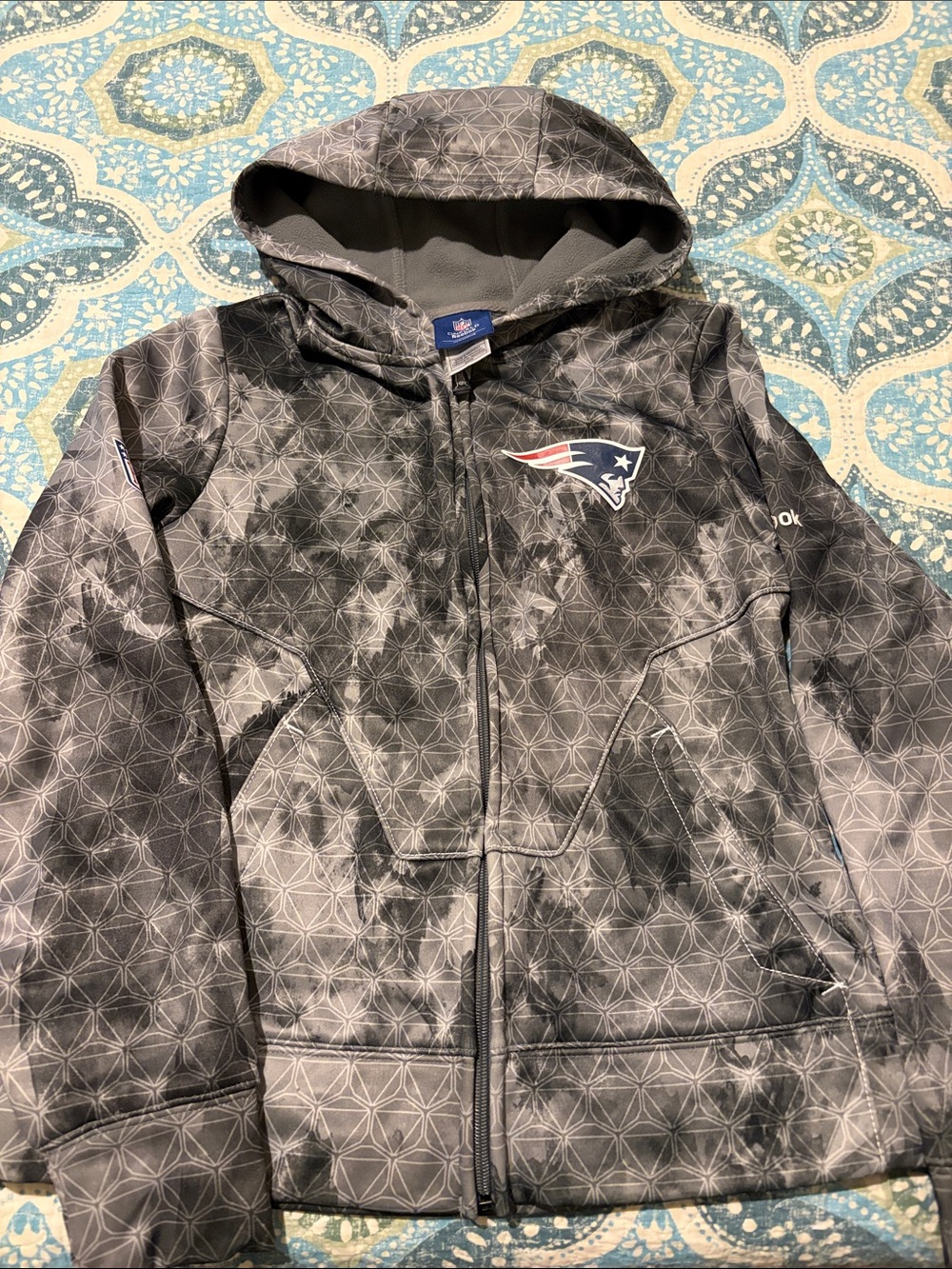 Reebok New England Patriots Gray Full-Zip middle Hoodie small